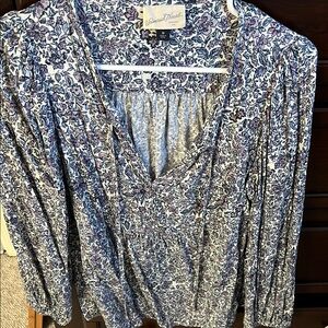 Women's Floral Blouse - Blue and Purple